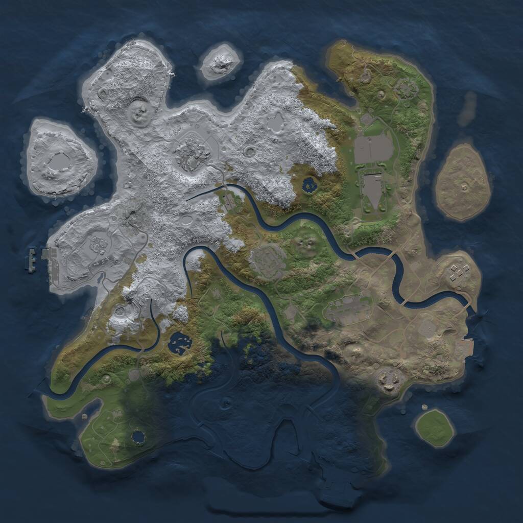 Rust Map: Procedural Map, Size: 3500, Seed: 666909905, 13 Monuments