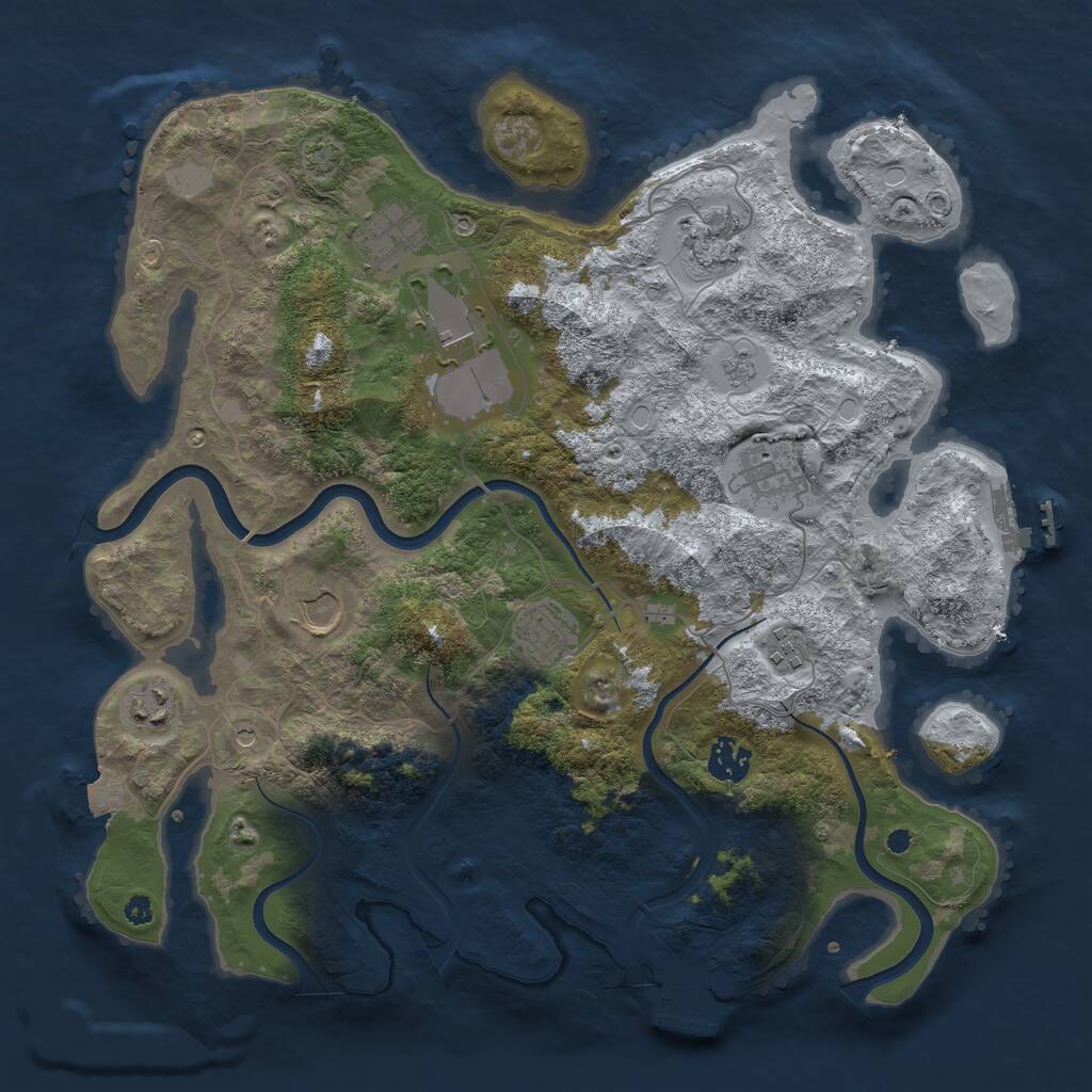 Rust Map: Procedural Map, Size: 3750, Seed: 1694316379, 15 Monuments