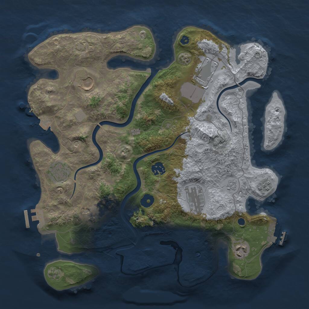 Rust Map: Procedural Map, Size: 3500, Seed: 1828398017, 14 Monuments