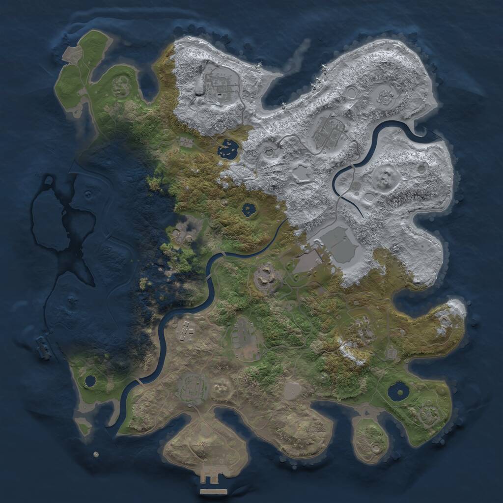 Rust Map: Procedural Map, Size: 3750, Seed: 1224403502, 16 Monuments