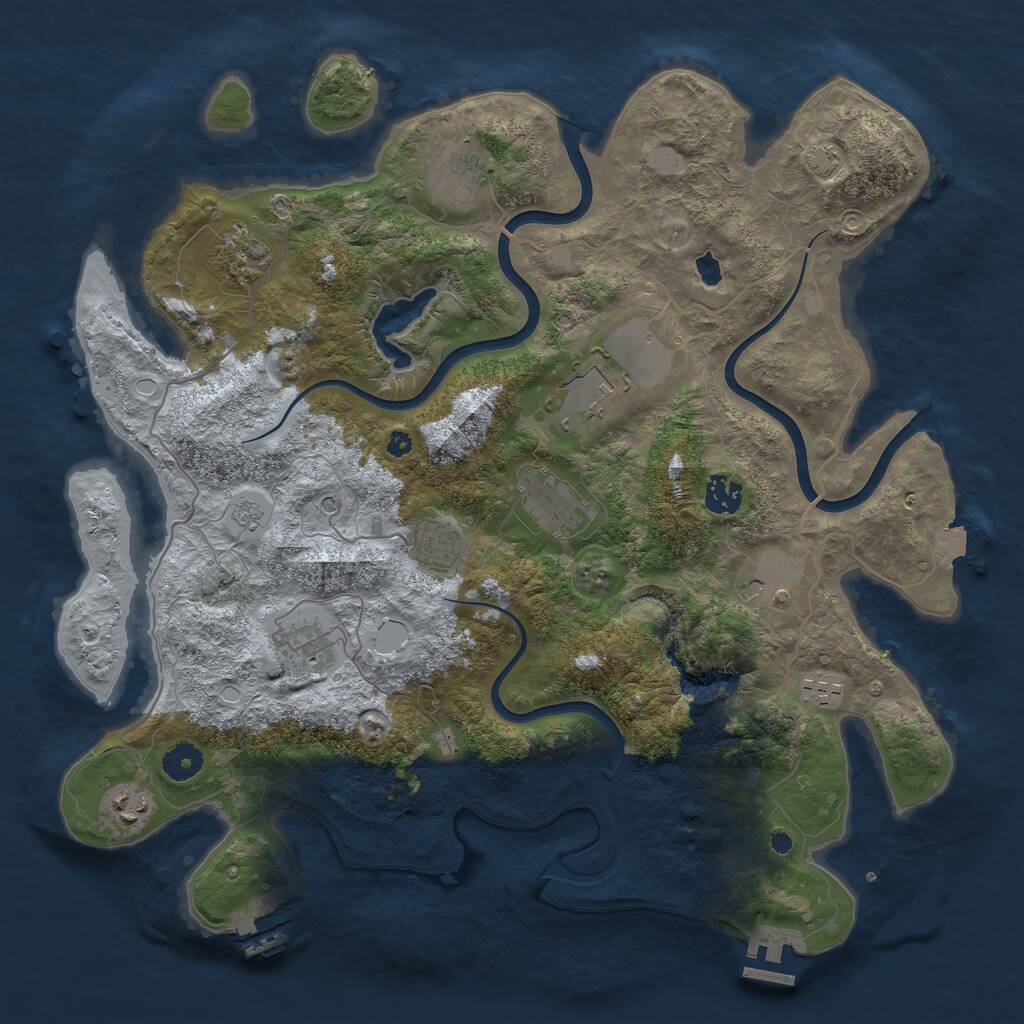 Rust Map: Procedural Map, Size: 4000, Seed: 283332410, 16 Monuments