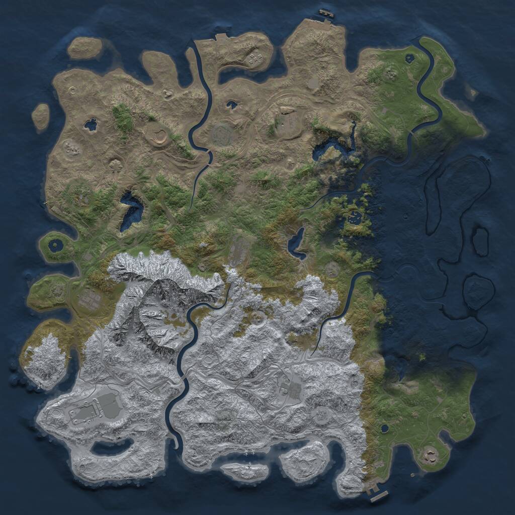 Rust Map: Procedural Map, Size: 5500, Seed: 958954928, 17 Monuments