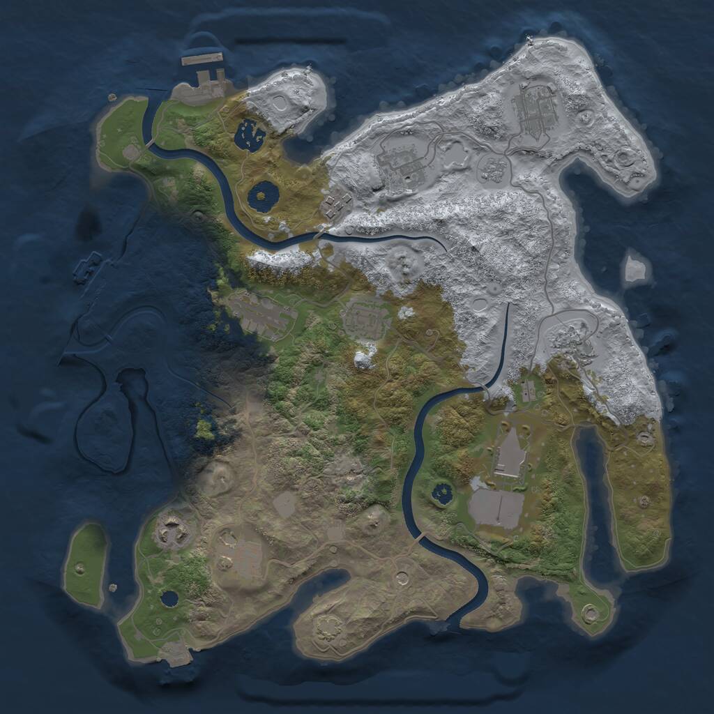 Rust Map: Procedural Map, Size: 3500, Seed: 918417539, 16 Monuments