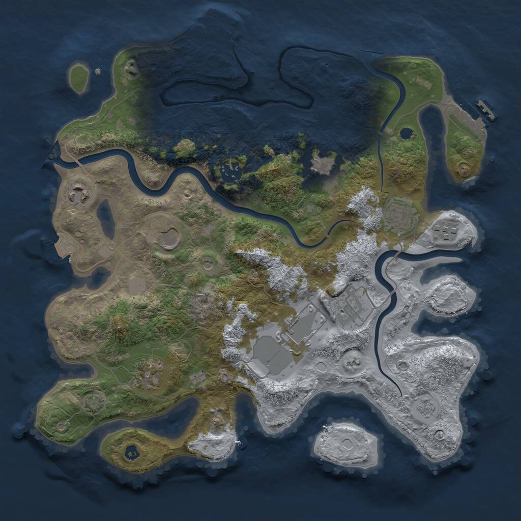 Rust Map: Procedural Map, Size: 3500, Seed: 893171366, 15 Monuments