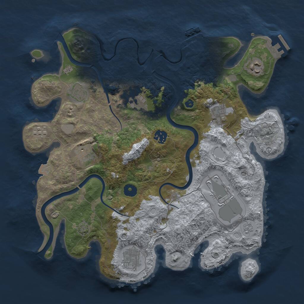 Rust Map: Procedural Map, Size: 3500, Seed: 1300522265, 15 Monuments