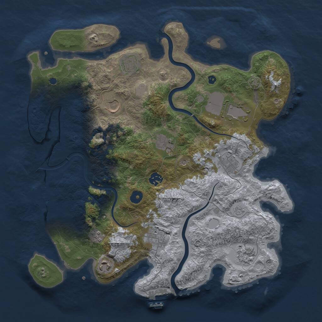 Rust Map: Procedural Map, Size: 3800, Seed: 2087466055, 16 Monuments