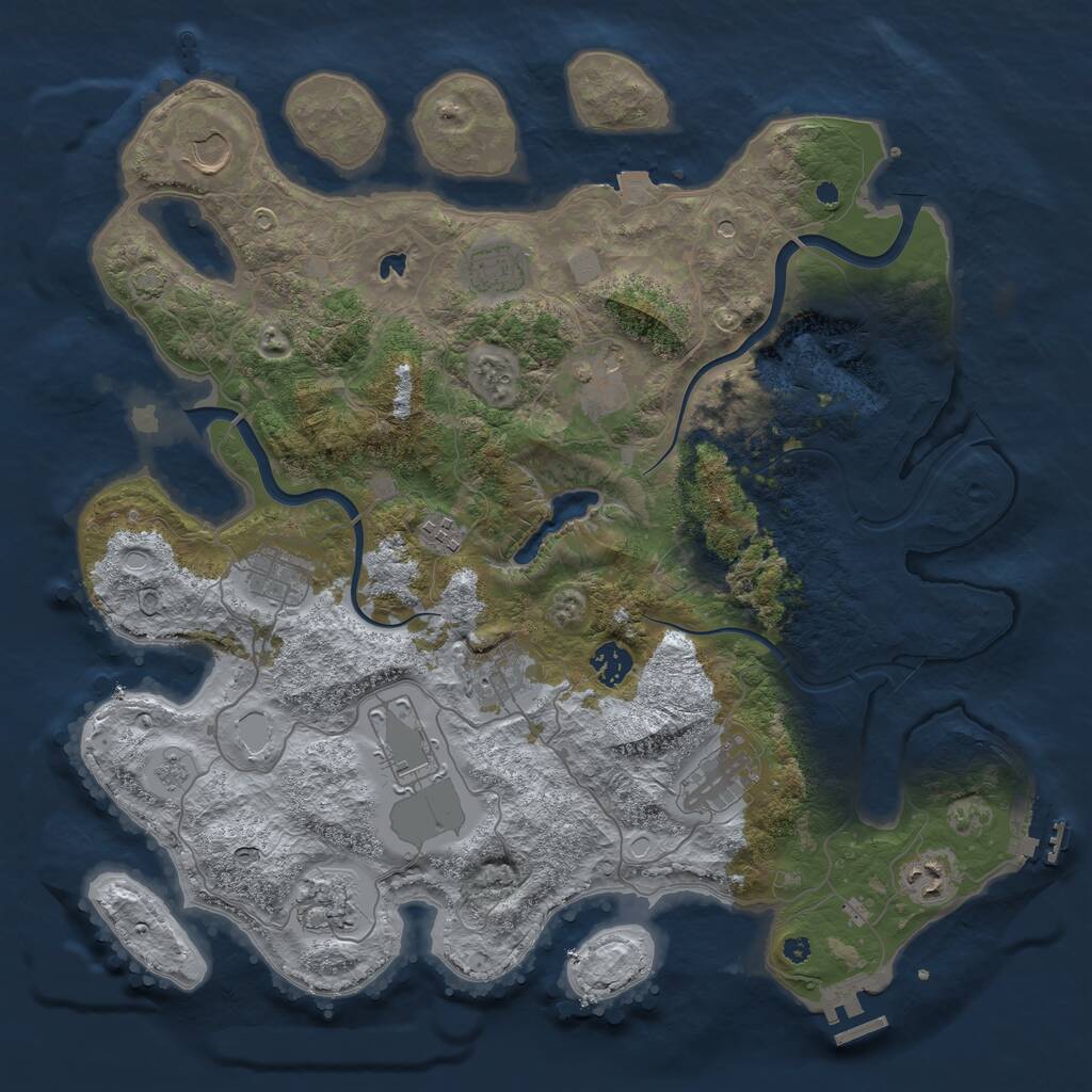 Rust Map: Procedural Map, Size: 4000, Seed: 354223, 17 Monuments