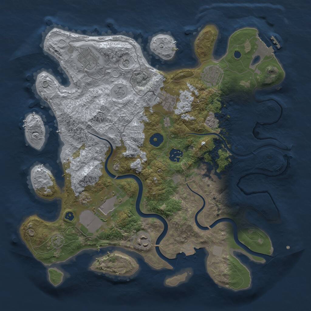 Rust Map: Procedural Map, Size: 3500, Seed: 529954534, 13 Monuments
