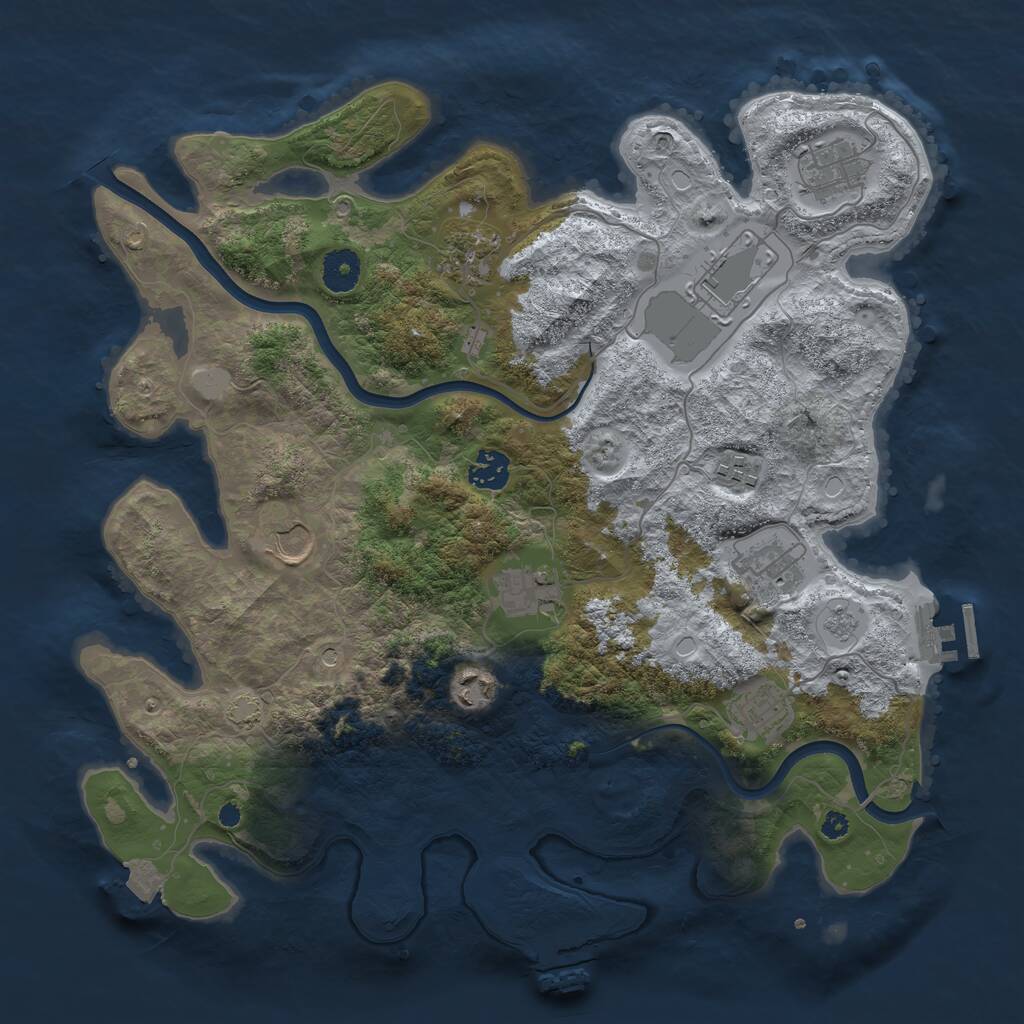 Rust Map: Procedural Map, Size: 3750, Seed: 1732904630, 16 Monuments
