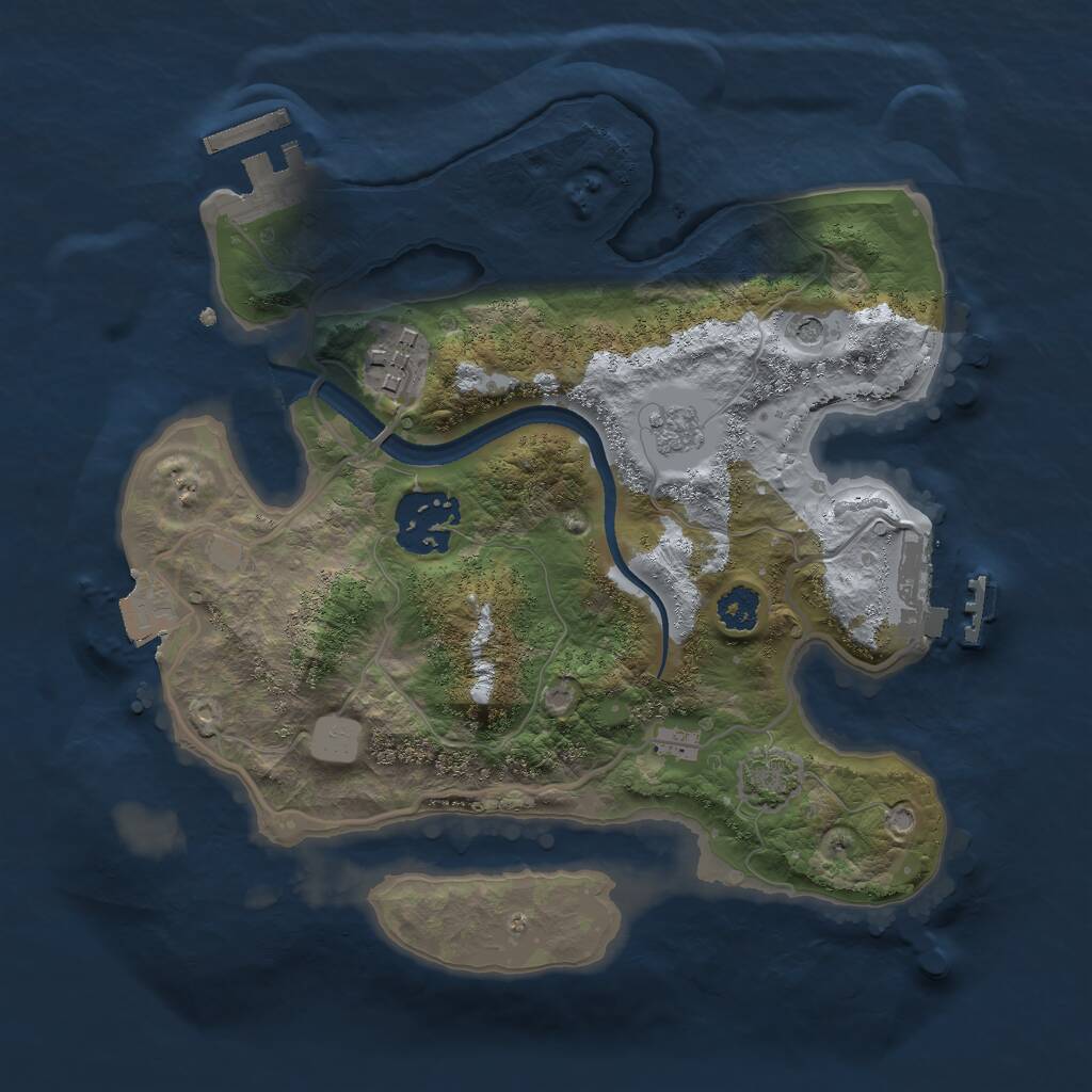 Rust Map: Procedural Map, Size: 2500, Seed: 99121, 8 Monuments