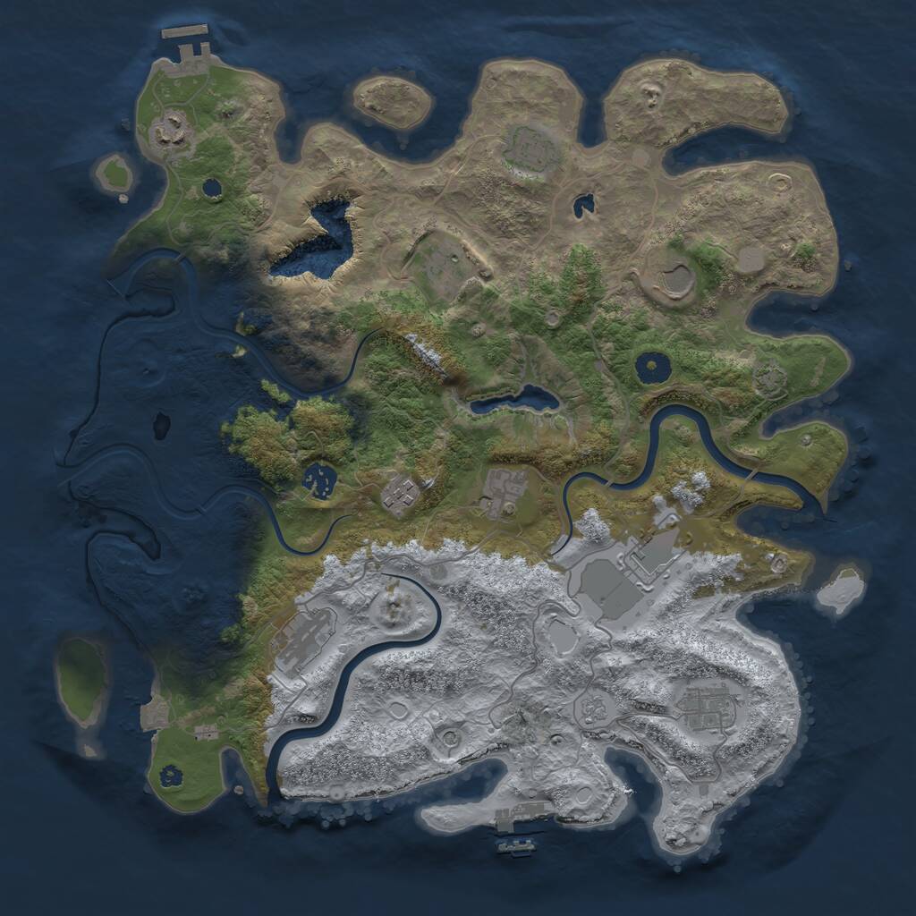 Rust Map: Procedural Map, Size: 4000, Seed: 21046, 16 Monuments