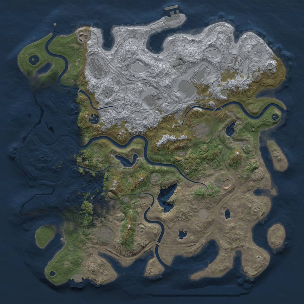 Rust Map: Procedural Map, Size: 4500, Seed: 508677200, 17 Monuments