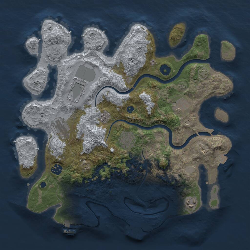 Rust Map: Procedural Map, Size: 3500, Seed: 1298172287, 13 Monuments