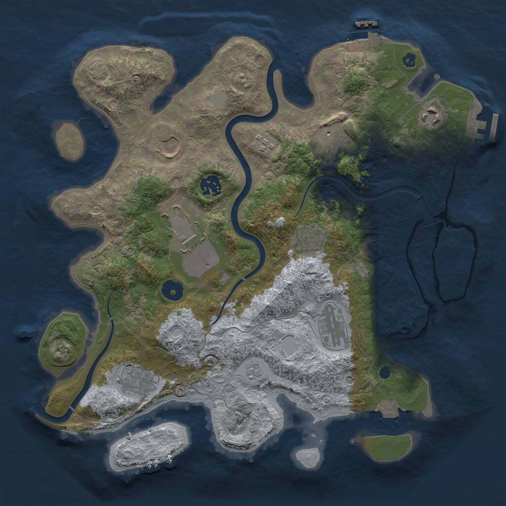 Rust Map: Procedural Map, Size: 3600, Seed: 7134, 15 Monuments