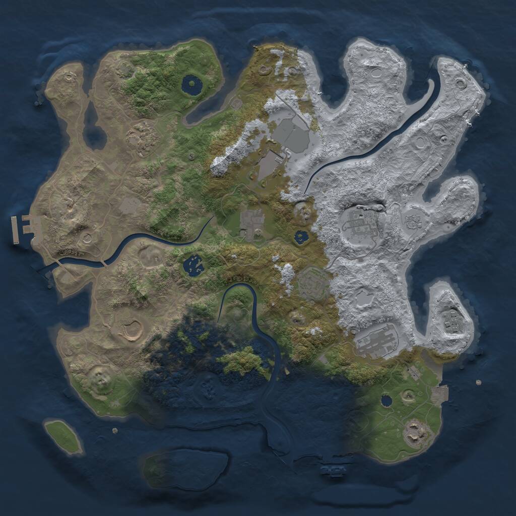 Rust Map: Procedural Map, Size: 3750, Seed: 1760410101, 16 Monuments