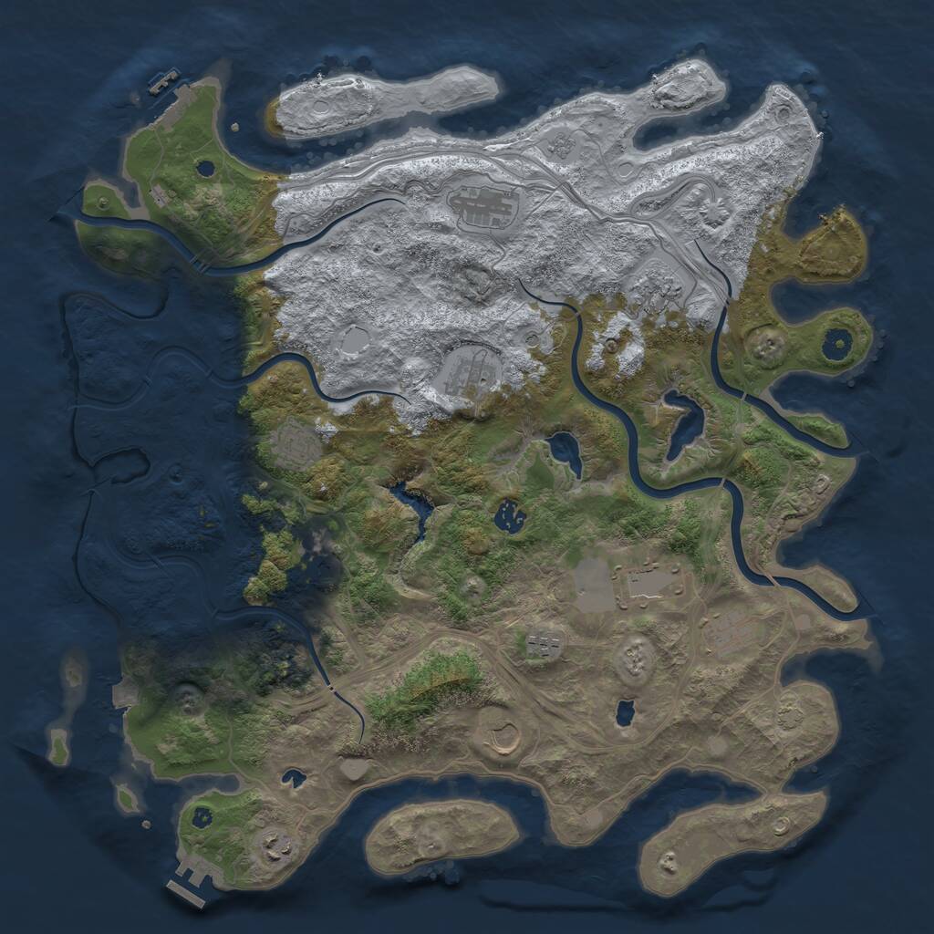 Rust Map: Procedural Map, Size: 4500, Seed: 725537909, 17 Monuments