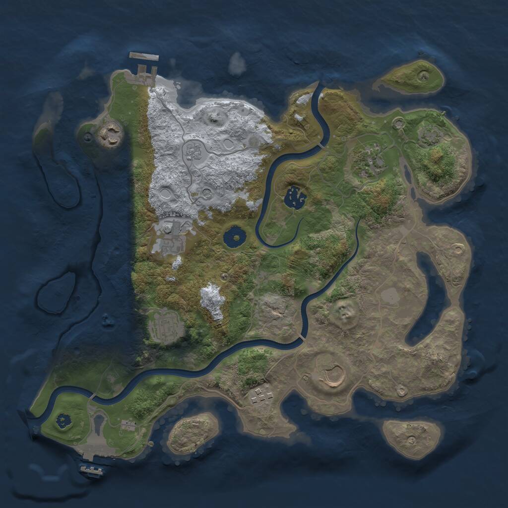 Rust Map: Procedural Map, Size: 3500, Seed: 1828572777, 13 Monuments