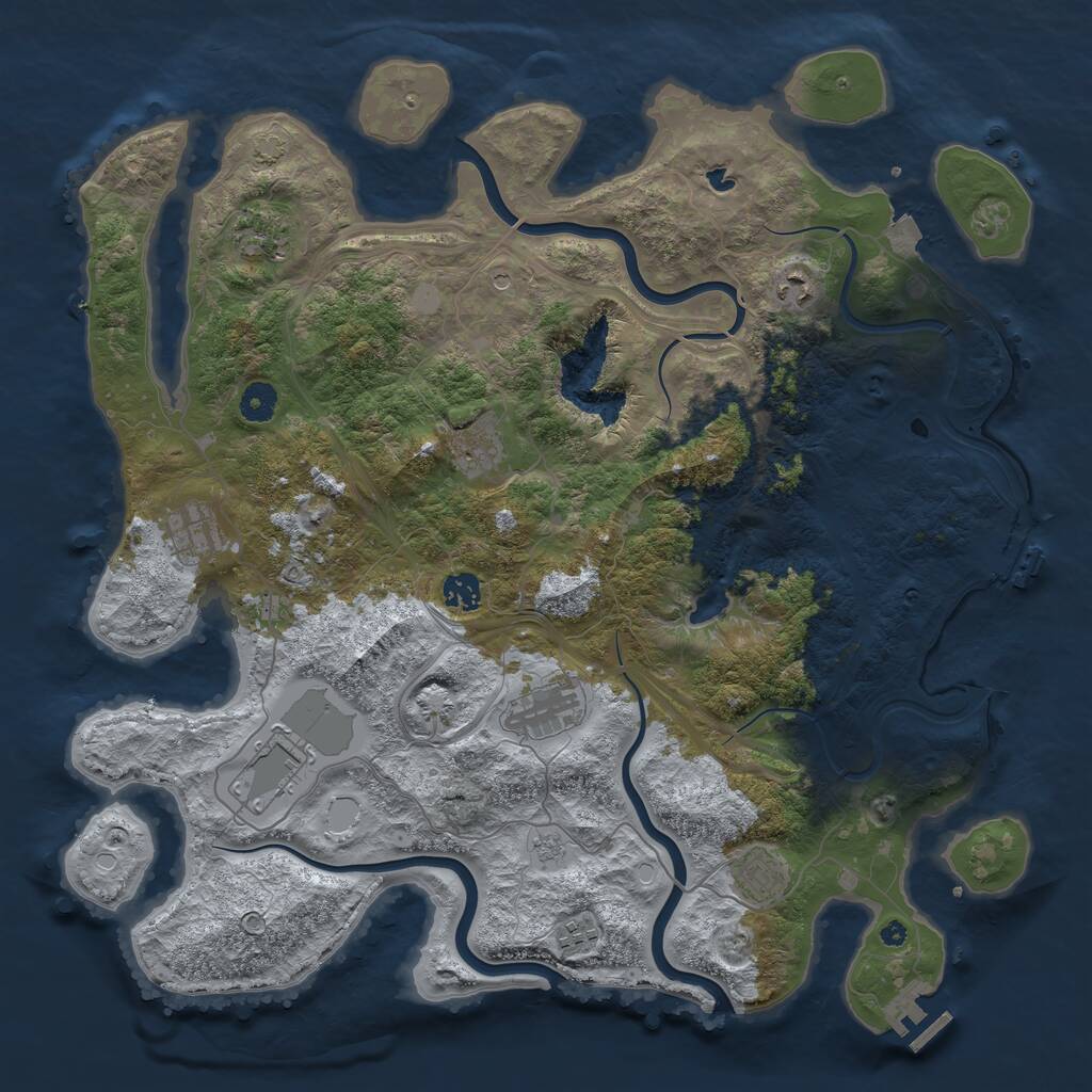 Rust Map: Procedural Map, Size: 4250, Seed: 2140873725, 15 Monuments