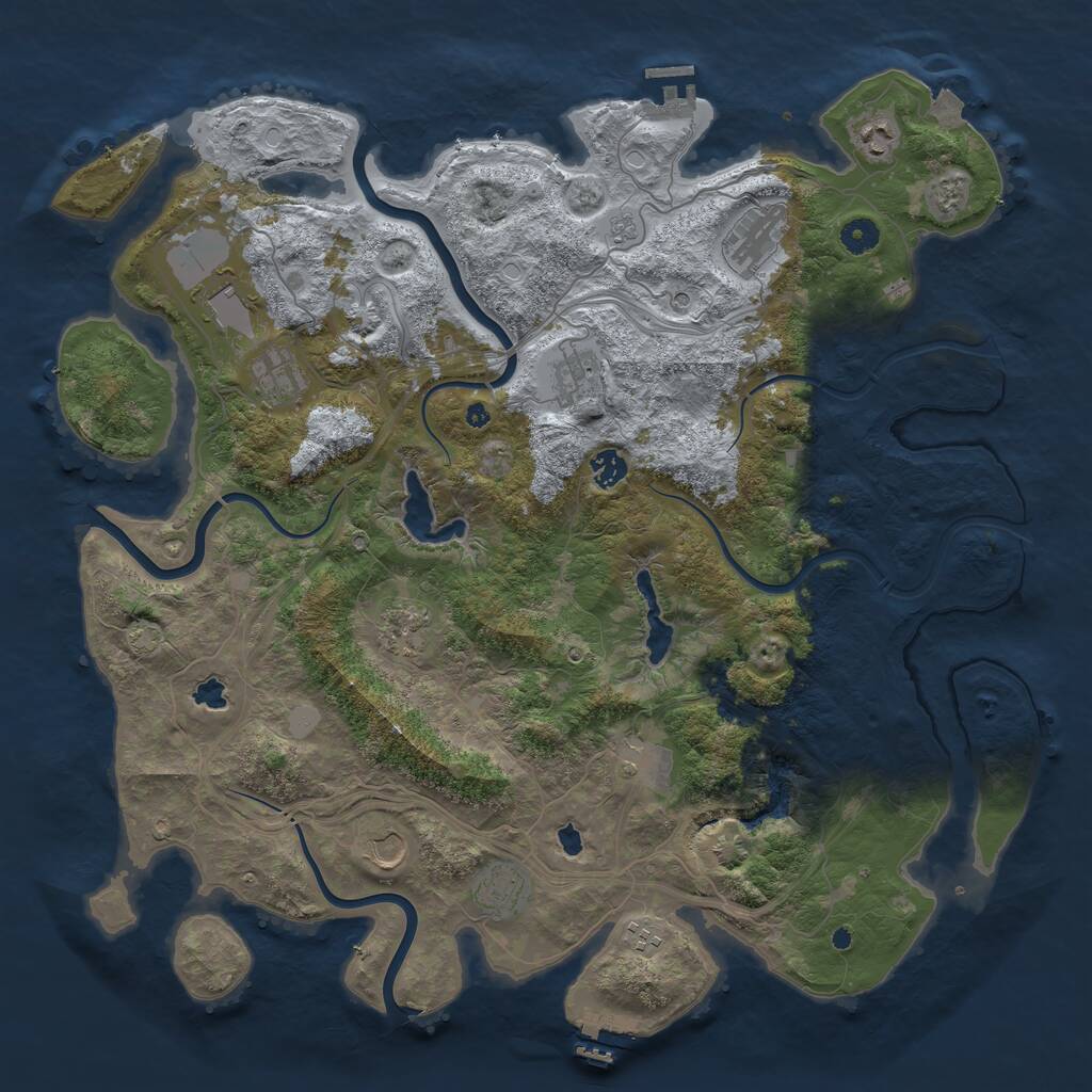 Rust Map: Procedural Map, Size: 4500, Seed: 110750599, 17 Monuments