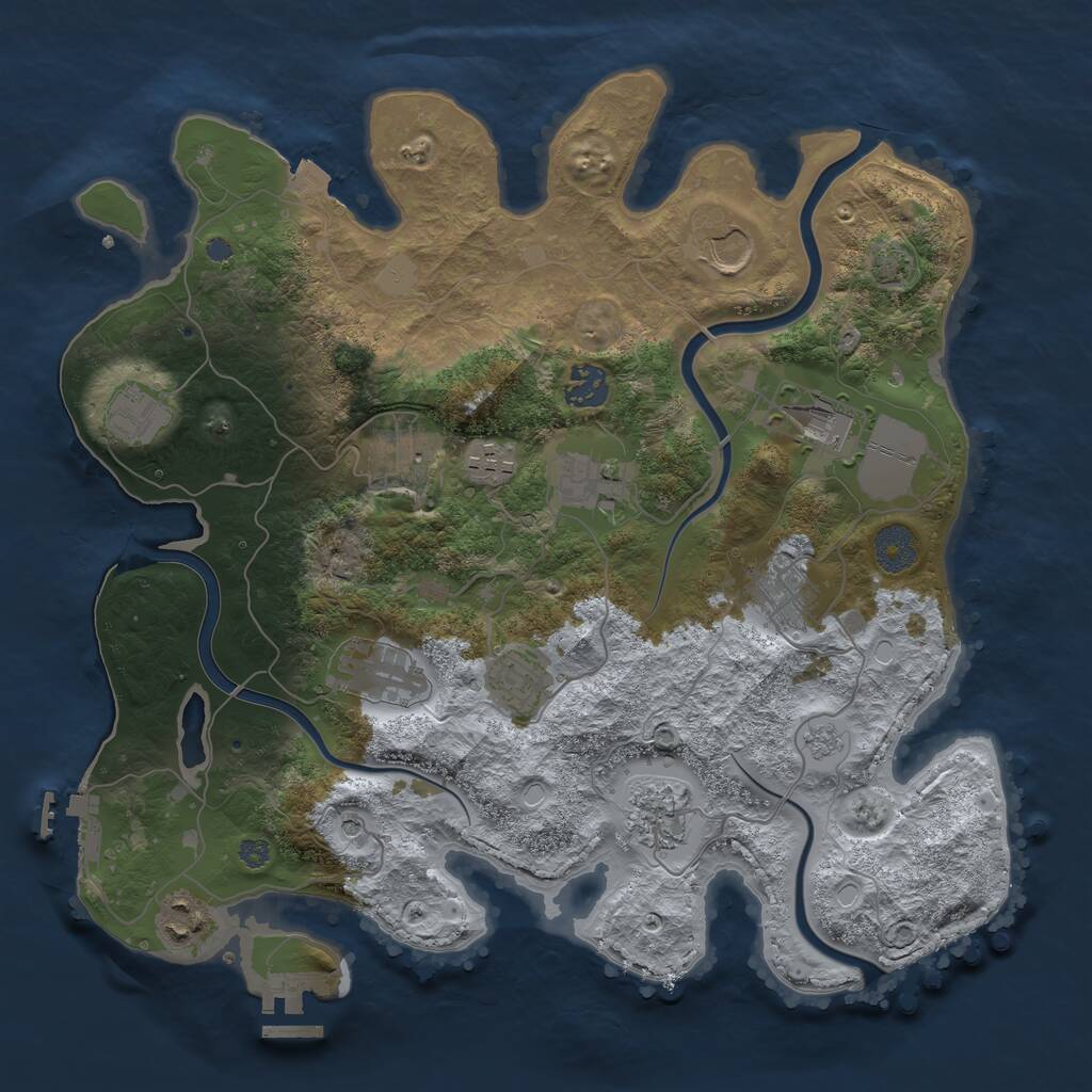 Rust Map: Procedural Map, Size: 3600, Seed: 1186431797, 17 Monuments
