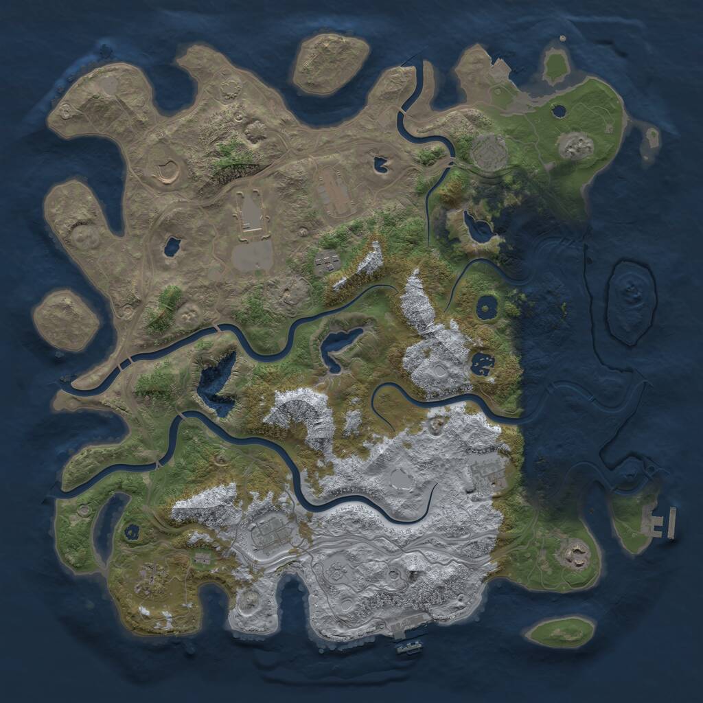 Rust Map: Procedural Map, Size: 4500, Seed: 525390407, 16 Monuments