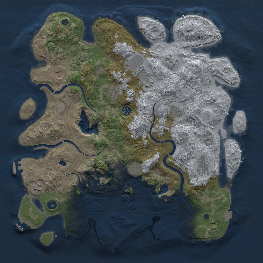 Rust Map: Procedural Map, Size: 4250, Seed: 1709501117, 17 Monuments