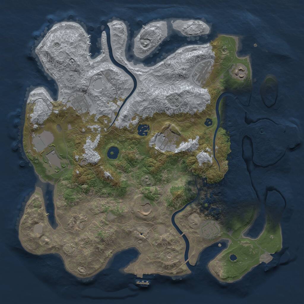 Rust Map: Procedural Map, Size: 3750, Seed: 802057, 16 Monuments