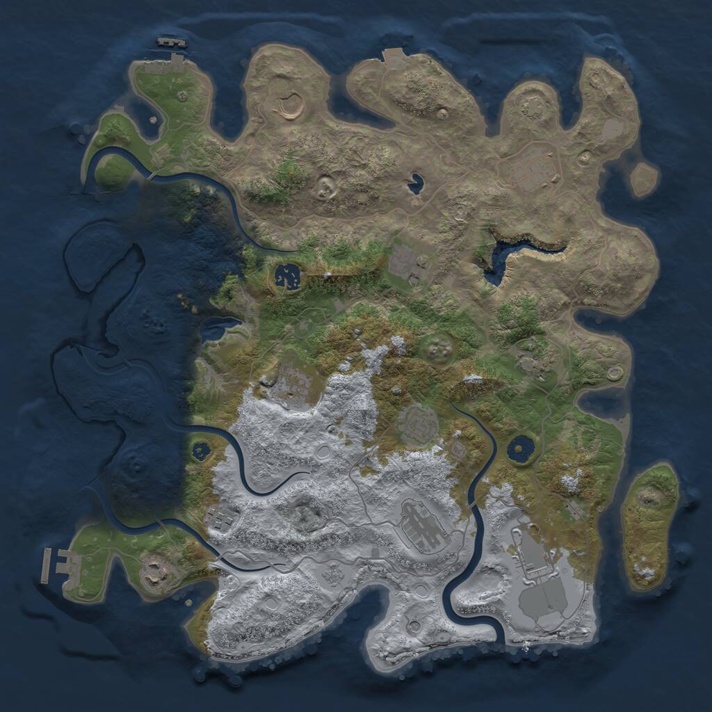 Rust Map: Procedural Map, Size: 4000, Seed: 396913278, 17 Monuments