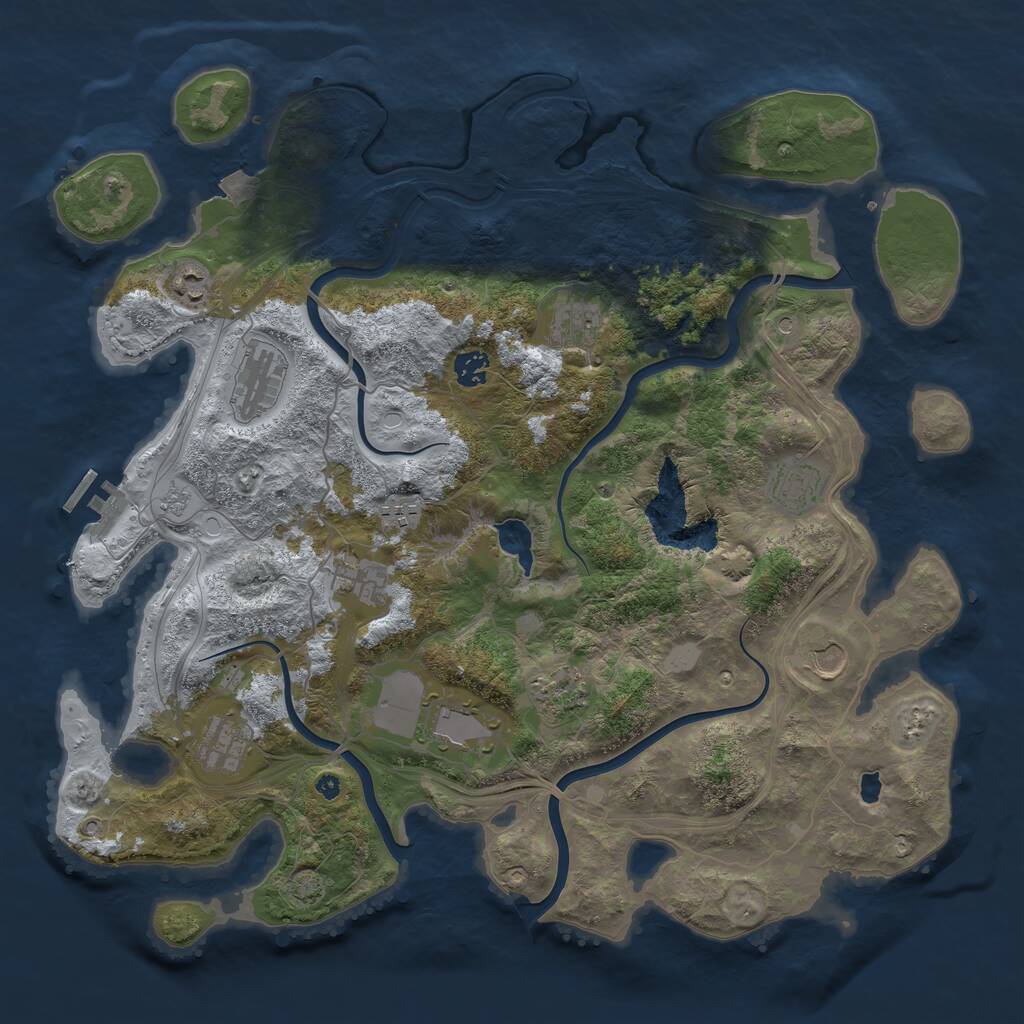 Rust Map: Procedural Map, Size: 4250, Seed: 3586738, 16 Monuments