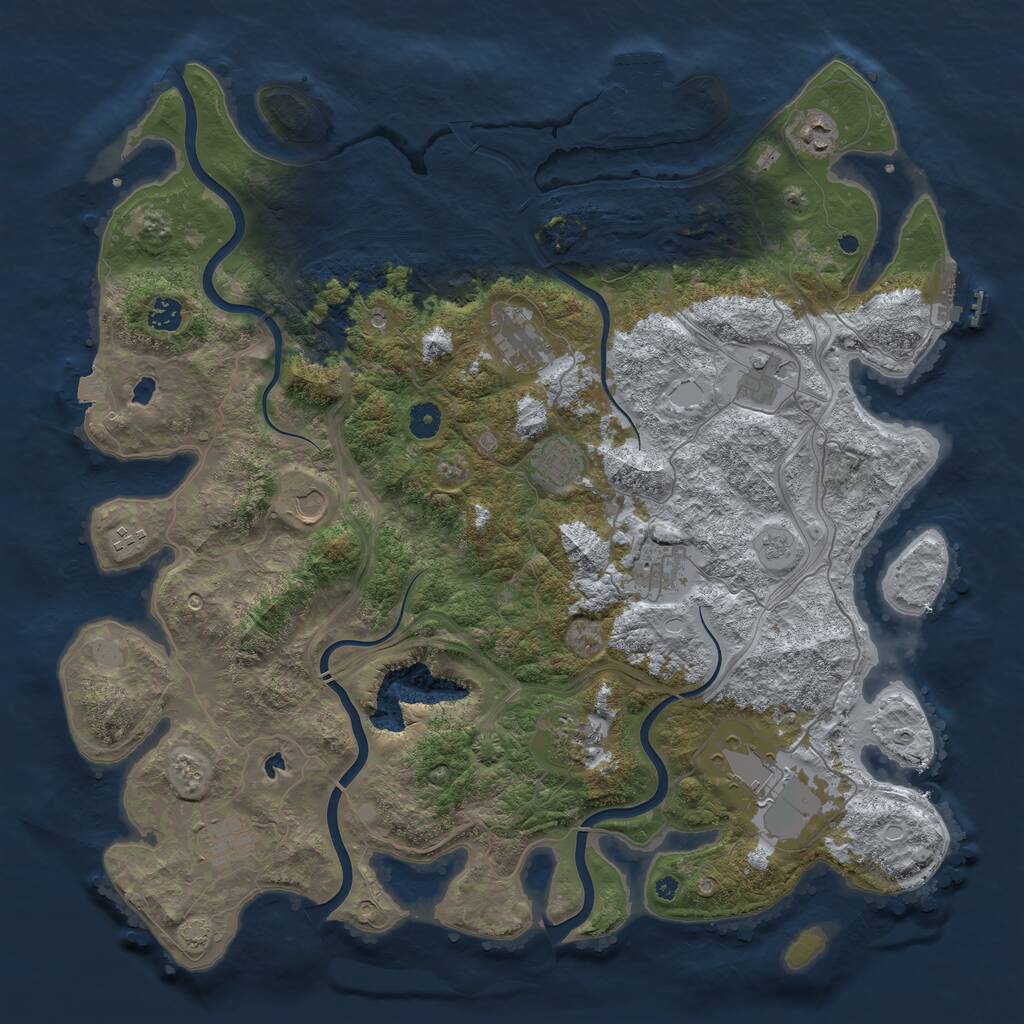 Rust Map: Procedural Map, Size: 4500, Seed: 395480316, 17 Monuments