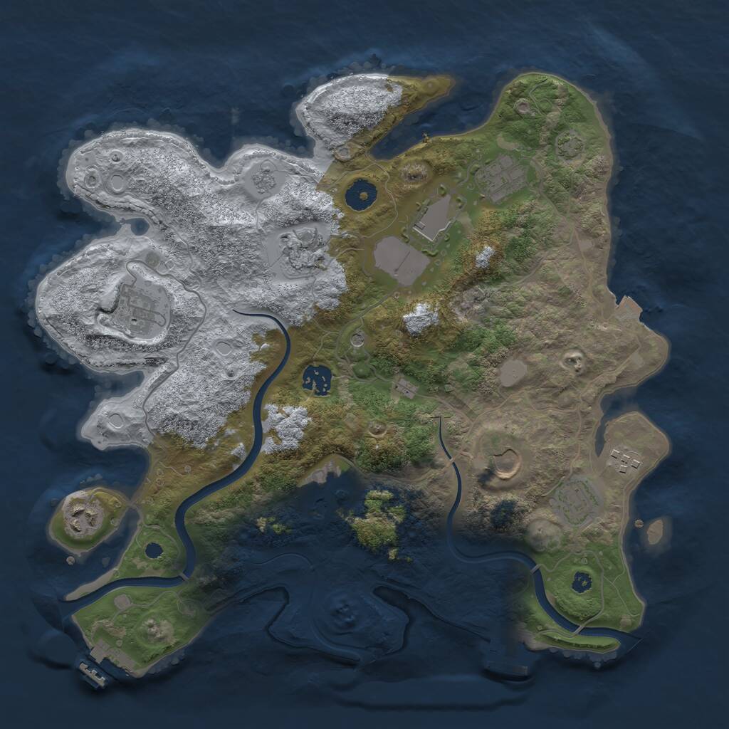 Rust Map: Procedural Map, Size: 3600, Seed: 784367, 16 Monuments