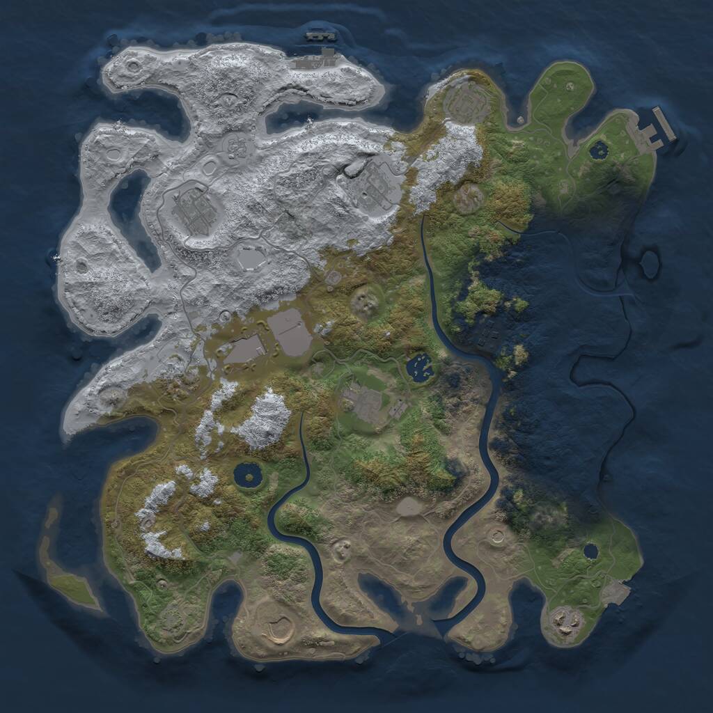 Rust Map: Procedural Map, Size: 3900, Seed: 397043142, 16 Monuments