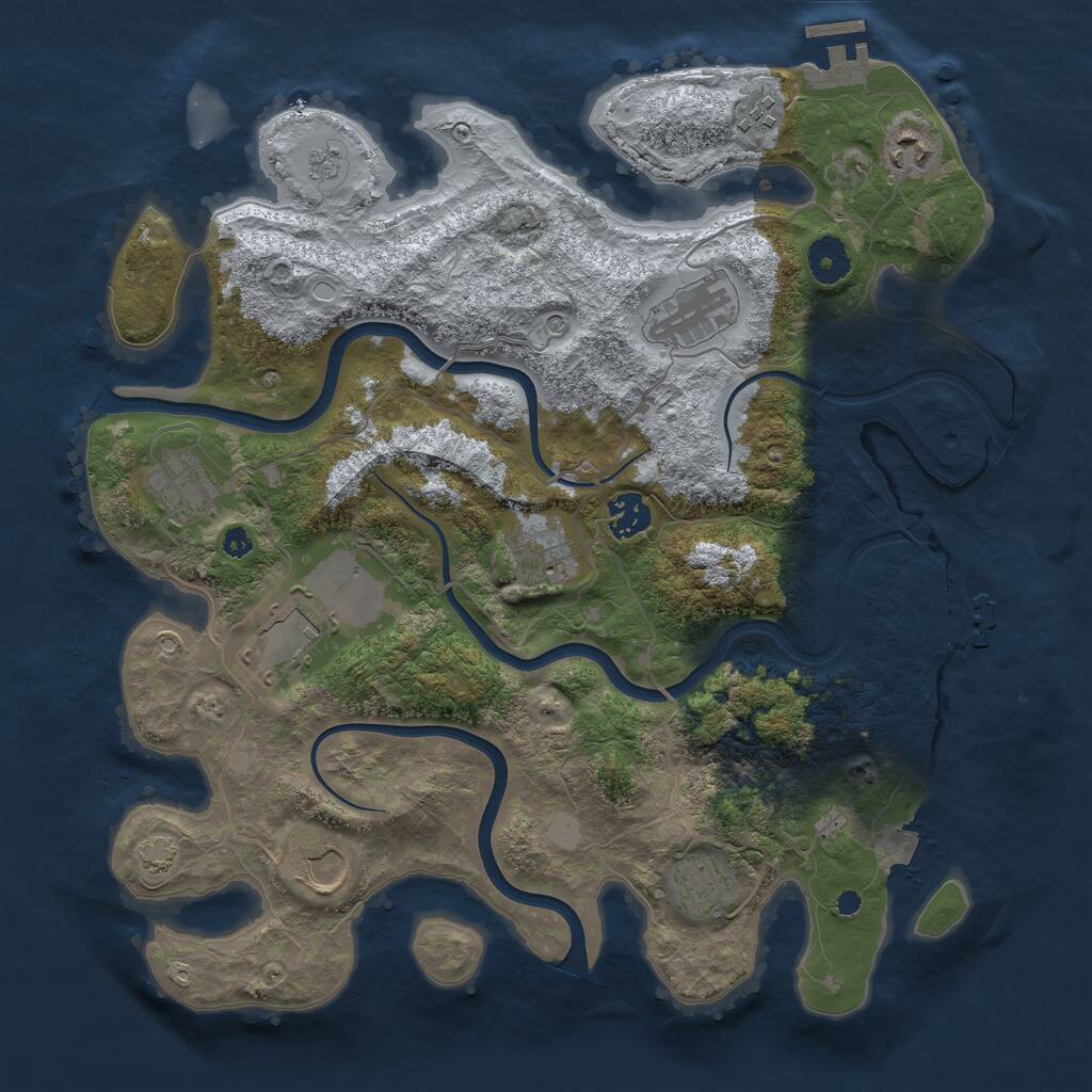 Rust Map: Procedural Map, Size: 3700, Seed: 2063447836, 15 Monuments