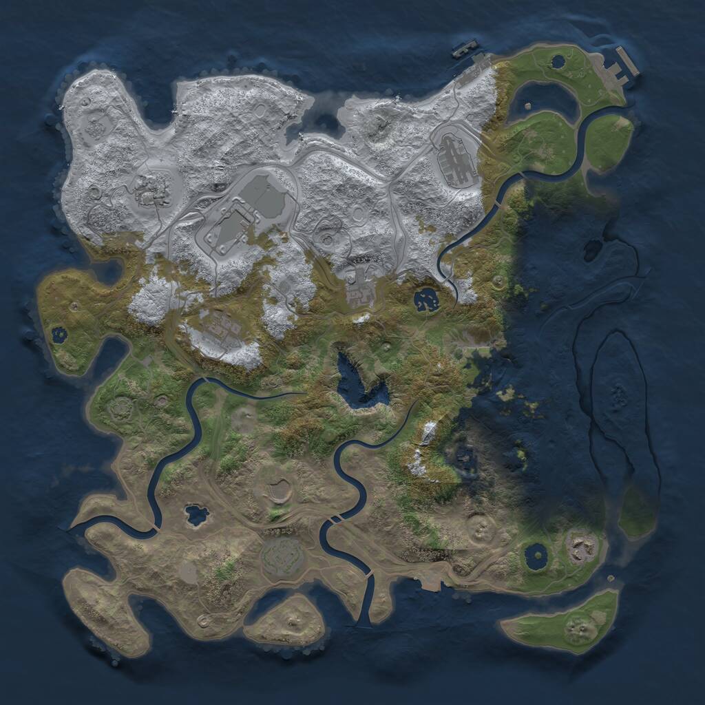 Rust Map: Procedural Map, Size: 4250, Seed: 1702771135, 16 Monuments