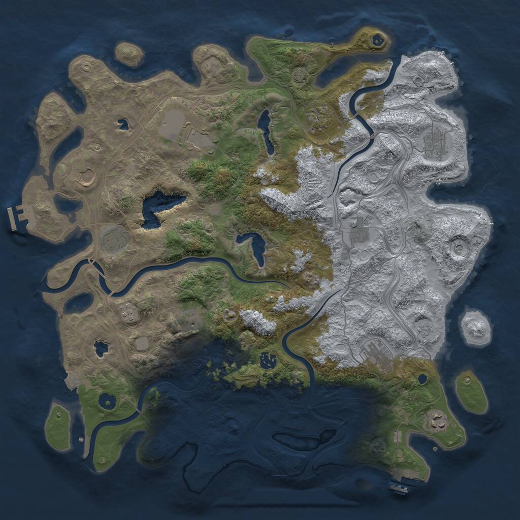 Rust Map: Procedural Map, Size: 4500, Seed: 659616977, 17 Monuments