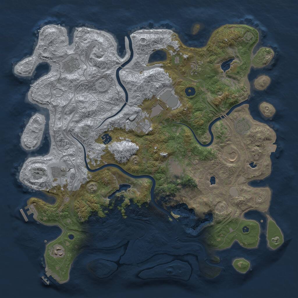 Rust Map: Procedural Map, Size: 4500, Seed: 824966849, 17 Monuments