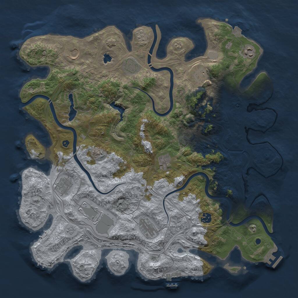 Rust Map: Procedural Map, Size: 4250, Seed: 530392984, 16 Monuments