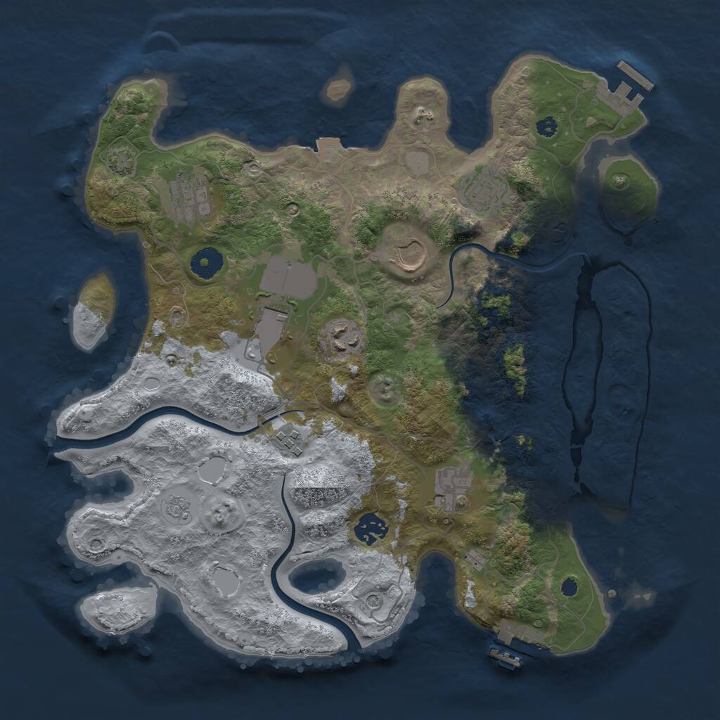 Rust Map: Procedural Map, Size: 3500, Seed: 1029226, 14 Monuments