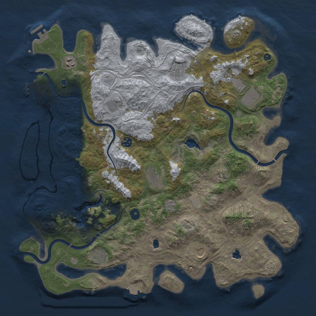 Rust Map: Procedural Map, Size: 4500, Seed: 1999215983, 16 Monuments