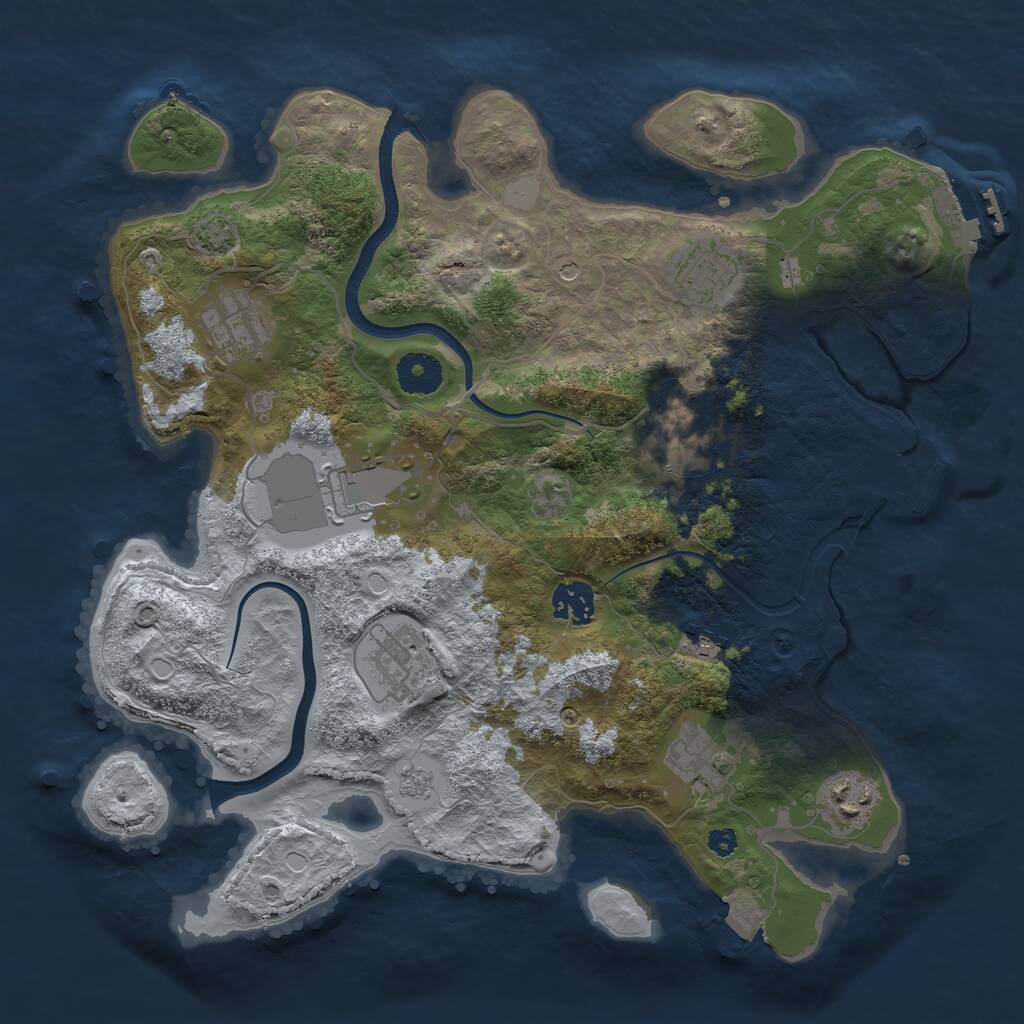Rust Map: Procedural Map, Size: 3500, Seed: 2144027991, 15 Monuments