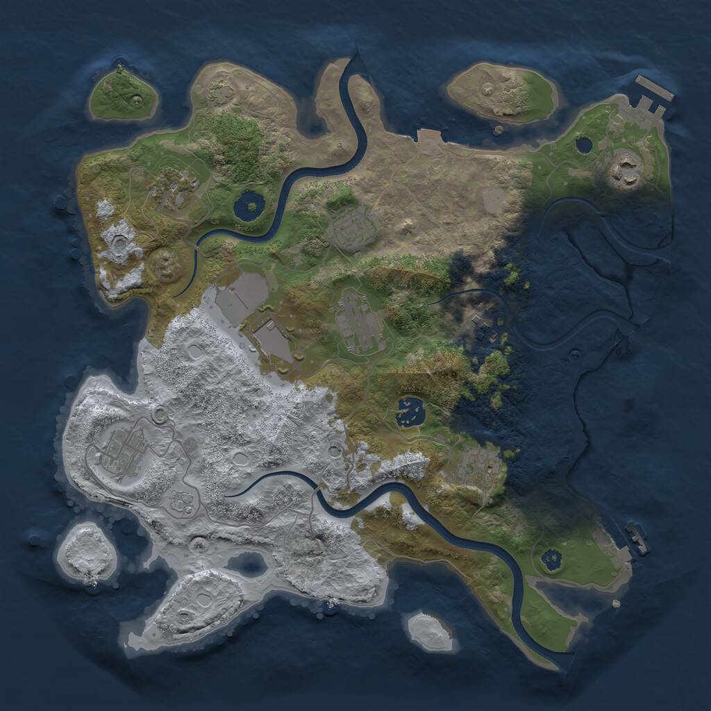 Rust Map: Procedural Map, Size: 3500, Seed: 2144027991, 15 Monuments