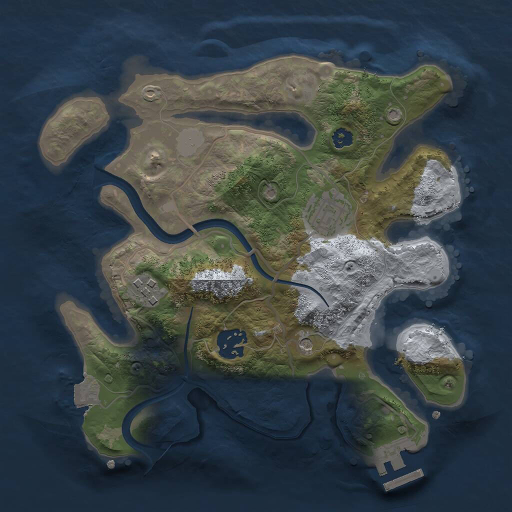 Rust Map: Procedural Map, Size: 2500, Seed: 1942299475, 6 Monuments