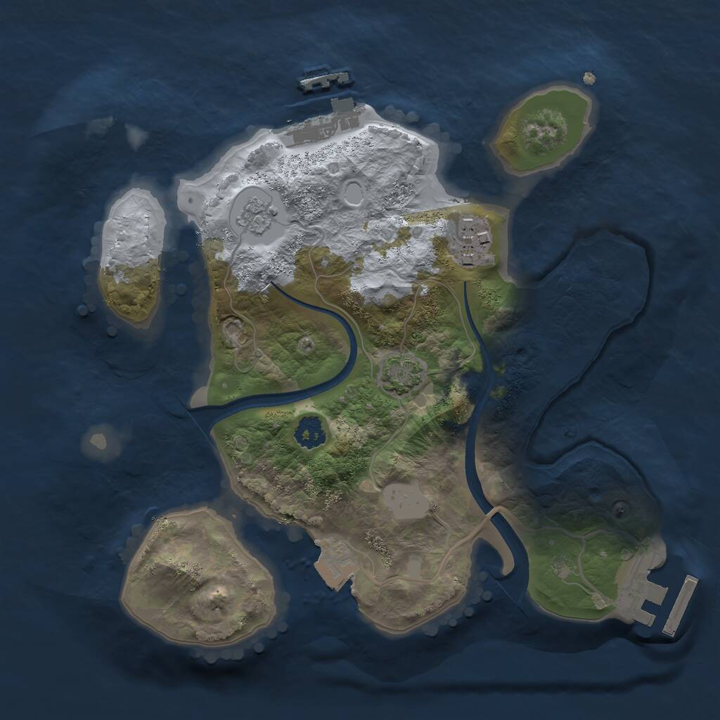Rust Map: Procedural Map, Size: 2300, Seed: 1142097469, 6 Monuments