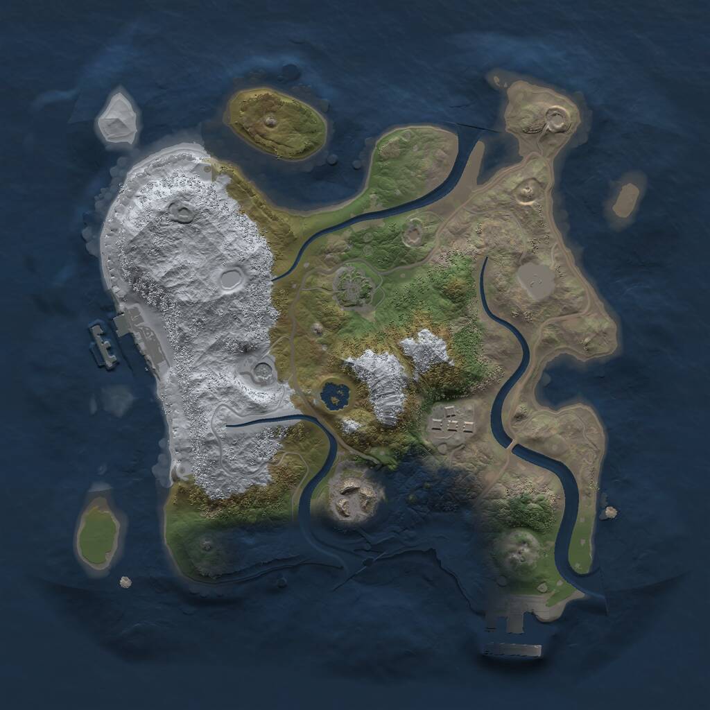 Rust Map: Procedural Map, Size: 2500, Seed: 1942283761, 7 Monuments