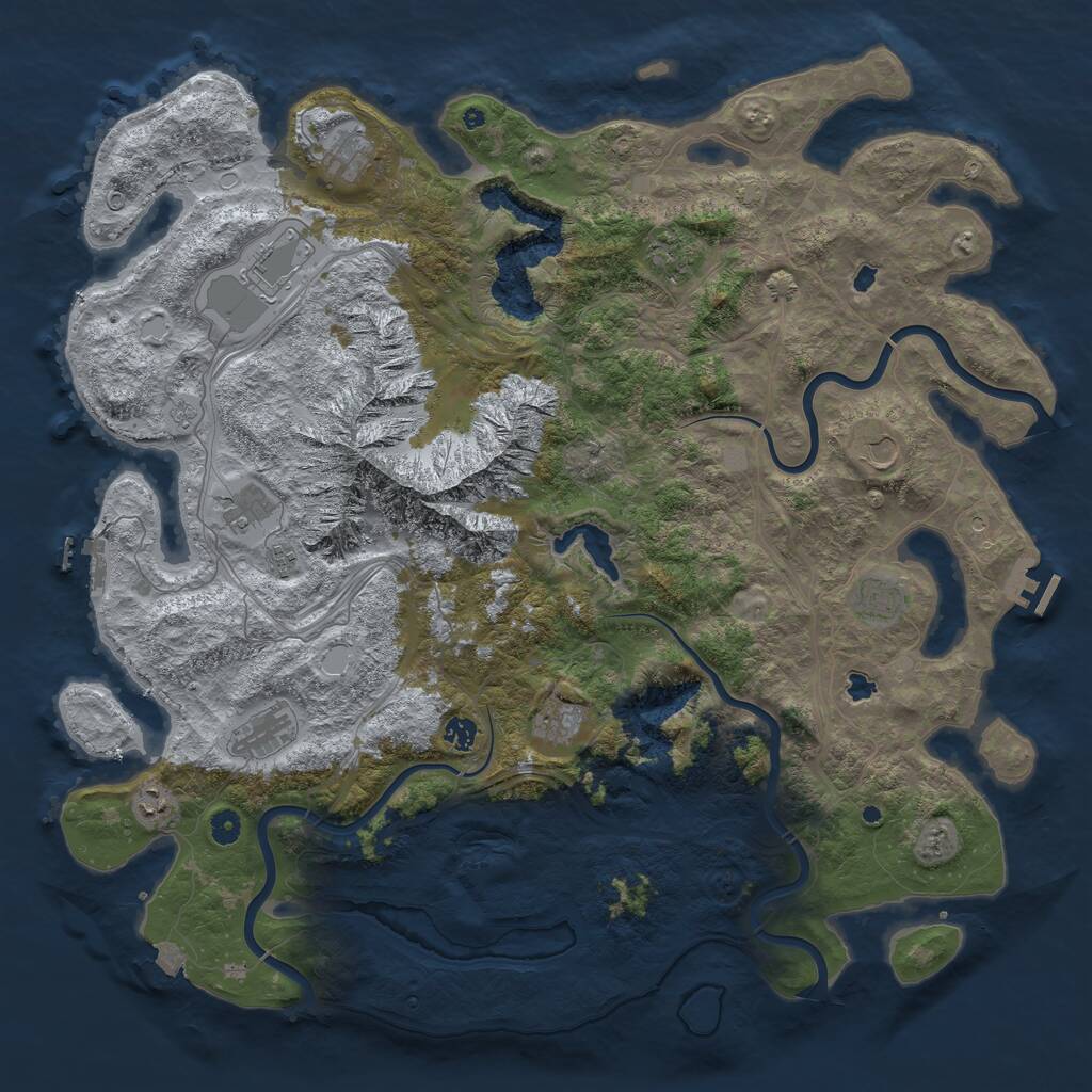 Rust Map: Procedural Map, Size: 5000, Seed: 684478, 17 Monuments