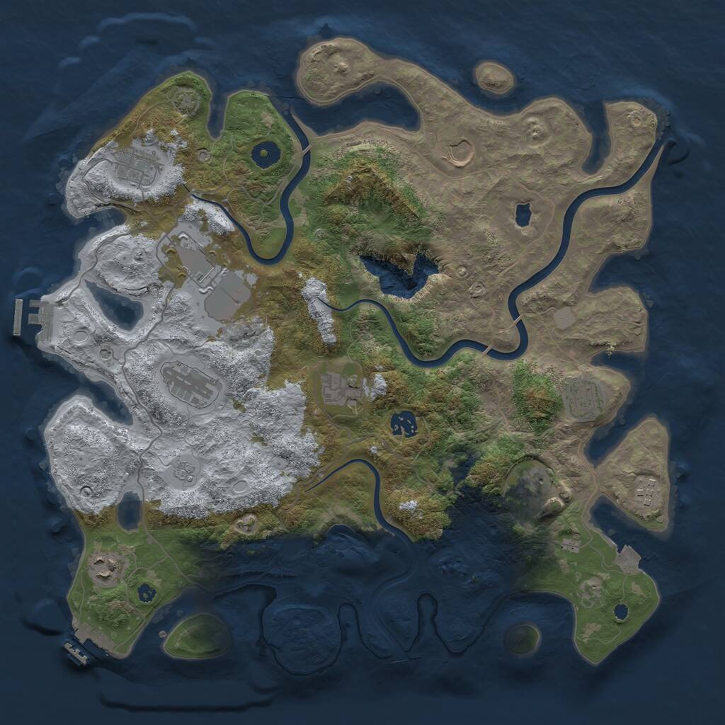 Rust Map: Procedural Map, Size: 4000, Seed: 3677, 16 Monuments