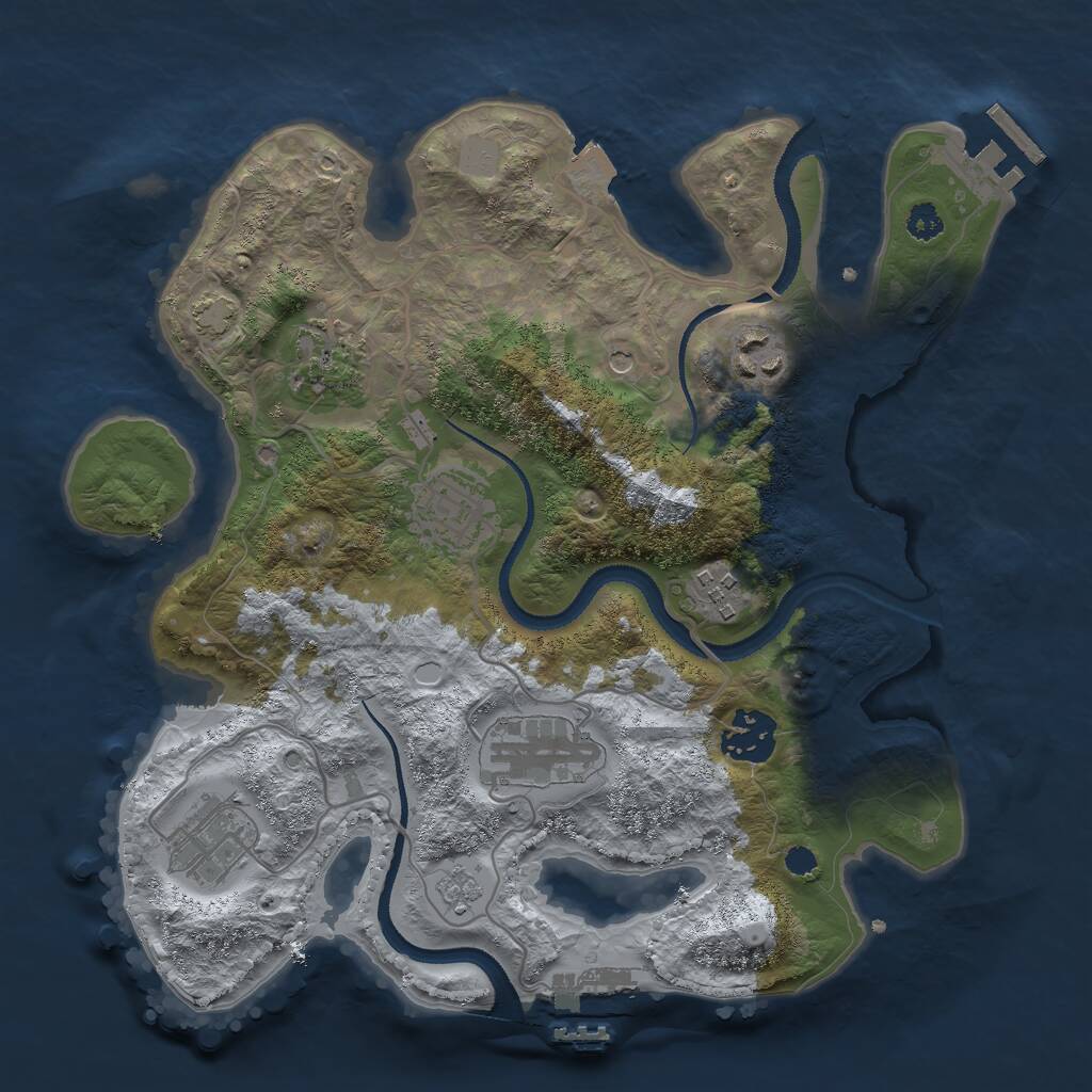 Rust Map: Procedural Map, Size: 3000, Seed: 338125, 13 Monuments