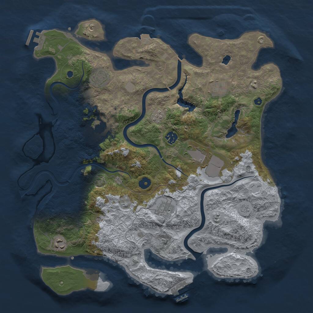 Rust Map: Procedural Map, Size: 4000, Seed: 45660, 14 Monuments