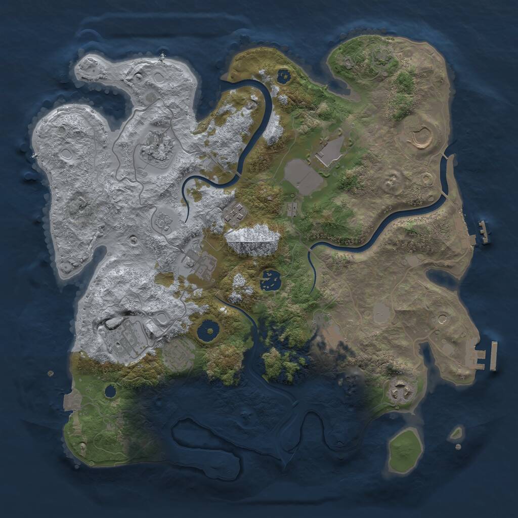 Rust Map: Procedural Map, Size: 3600, Seed: 285897078, 16 Monuments