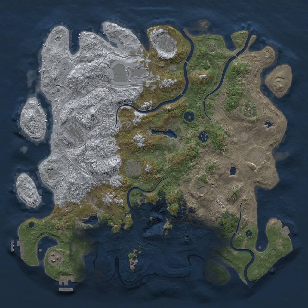 Rust Map: Procedural Map, Size: 4500, Seed: 669306796, 16 Monuments